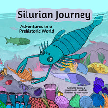 Load image into Gallery viewer, Cover image design for “Silurian Journey: Adventures in a Prehistoric World” family book.
