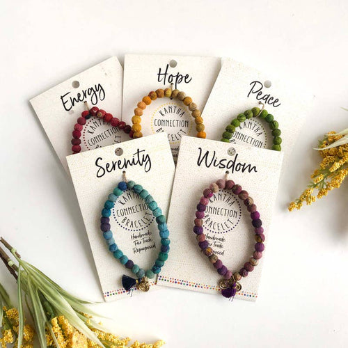 Photo of all of the Kantha Connect Bracelets together.